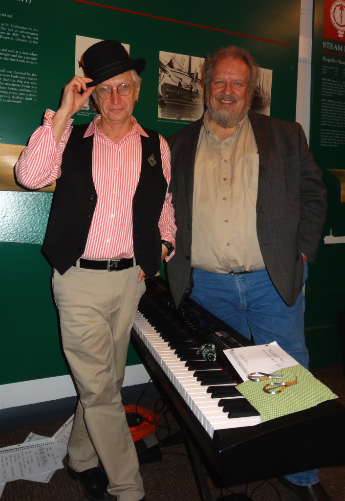 Tom the silent movie player with Ian Bell at the Marine Museum, Port Dover